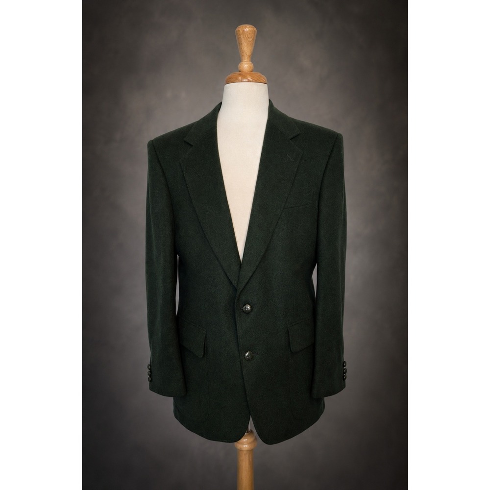 Vintage London Fog Camel Hair Wool Sport Coat Blazer Forest Green 44L‎ Grad Prom